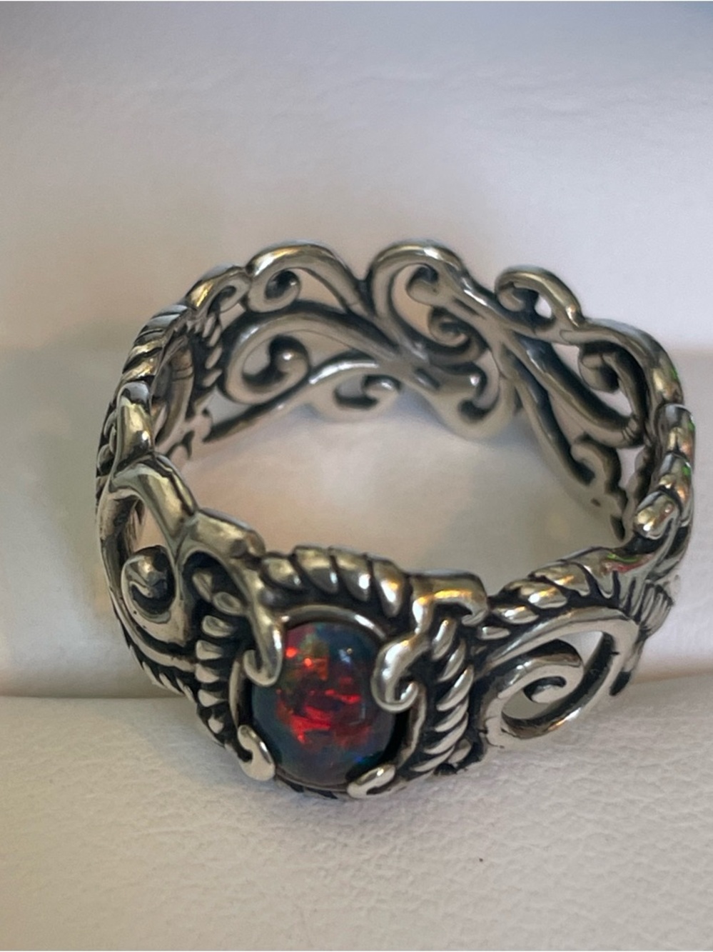 Carolyn Pollack Sterling Swirls Opal Ring Sz 8